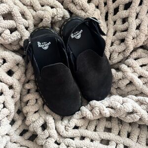 Dr. Martens Black Zebzag Slingback Suede Slip-Ons Mules